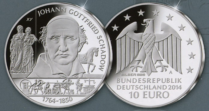 Germany €10 2014. 250th Birthday Of Johann Gottfried Schadow. Copper 