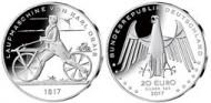 Germany 20 2017. 200th anniversary of the Running Machine of Karl Drais. Silver Proof