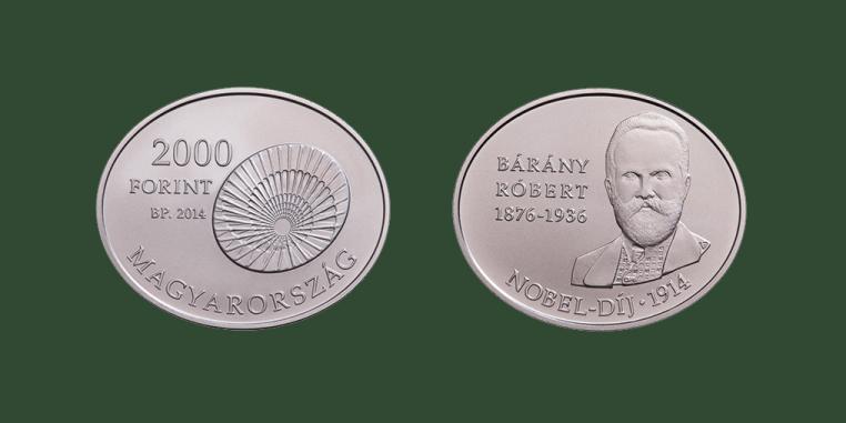 Hungary 2,000 forint 2014. Nobel Prize Winner Rbert Brny. Cu-ni. BU