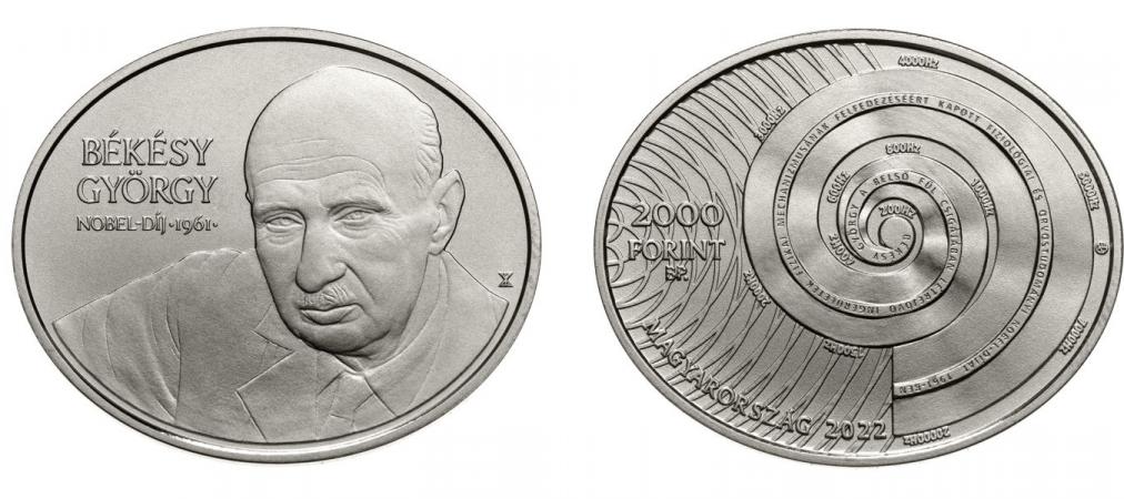 Hungary 2.000 Forint 2022. Hungarian Nobel Prize Winners: Gyrgy Bksyi. Cu-Ni BU