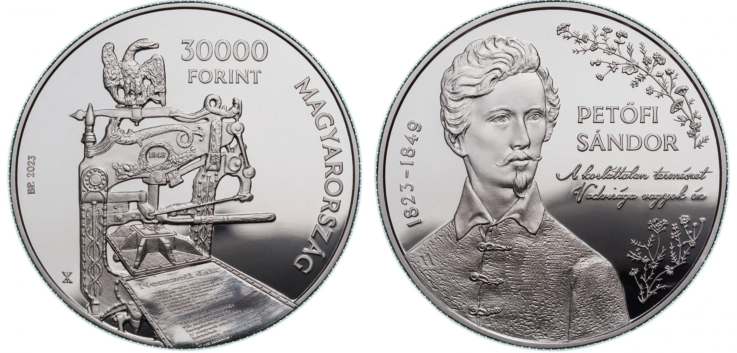 Hungary 30,000 Forint 2023. 200th Birthday of Sandor Petofi. Silver Proof