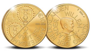 Netherlands 10 2024. 750th Anniversary of Amsterdam. Gold Proof