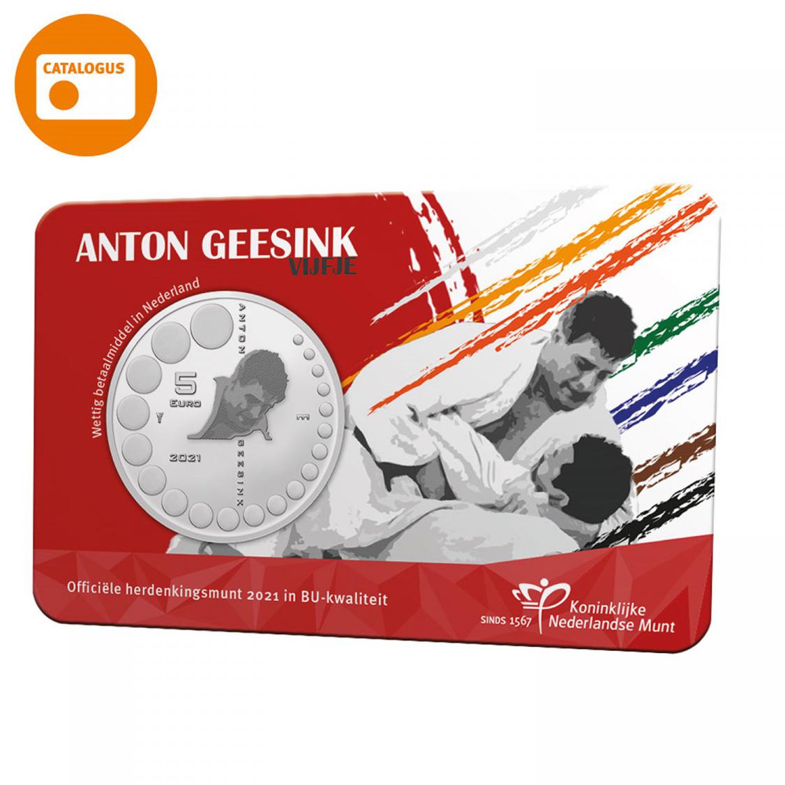 Netherlands 5 2021. Dutch Sports Hero: World-Famous Judoka Anton Geesink. Silver Plated Unc