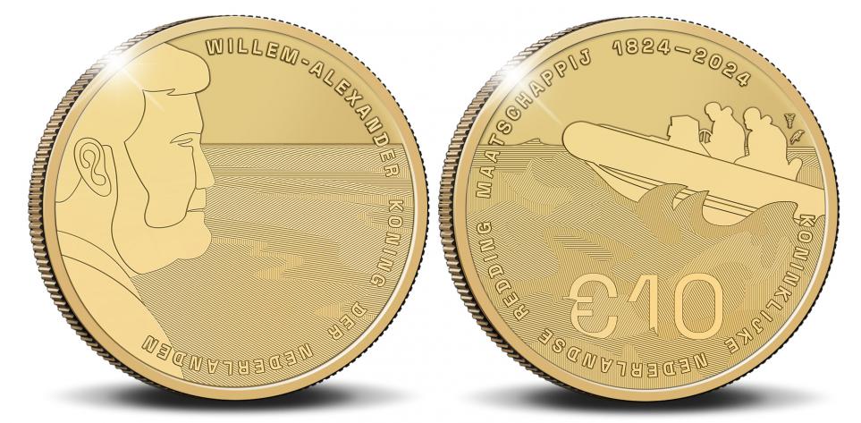 Netherlands 10 2024. Royal Netherlands Sea Rescue Organization (KNRM): 200 years. Gold Proof